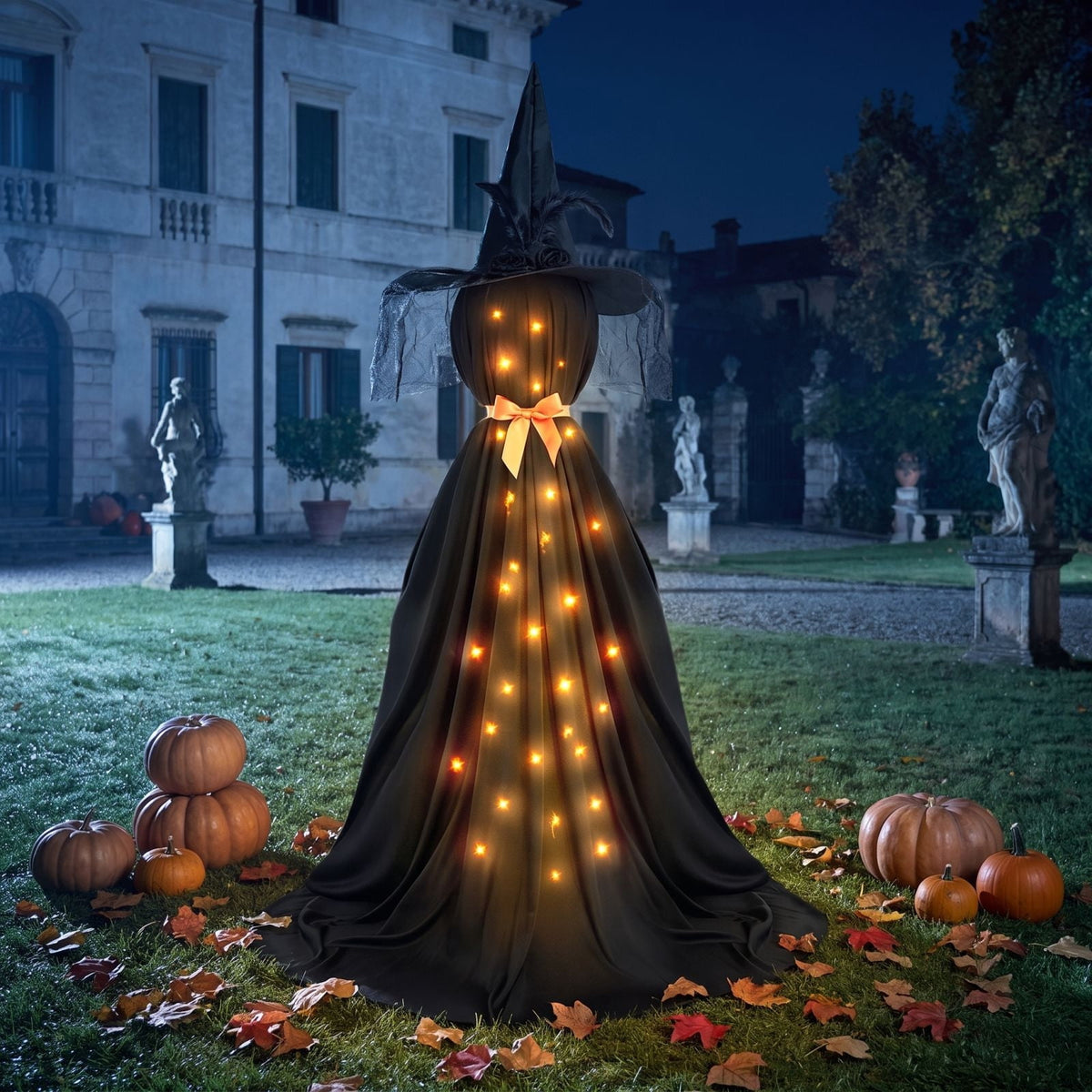 Haunt & Co Qwtwty Glowing Halloween Ghost Decoration with LED Lights, Large Witch Ghosts Halloween Ornaments for Front Yard Patio Garden Party Decor Indoor Outdoor
