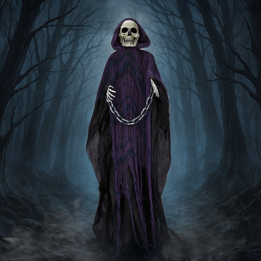 Haunt & Co 6' Animatronics Grim Reaper, Sound-Actived Party Deco