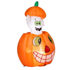 Haunt & Co 2.8FT Halloween Inflatable Animated Pumpkin Ghost, 2 White LED Lights, Weather-Resistant Polyester, for Small Spaces/Accent Decor
