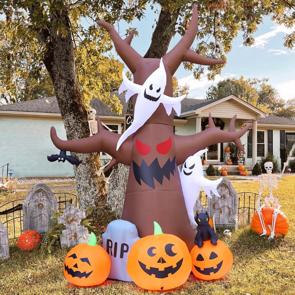 Haunt & Co Halloween Inflatable 11.8 FT Inflatable Halloween Tree, Halloween Inflatable Tree Scary Halloween Blow Up Tree with LED Lights, Outdoor Clearance for Halloween/Holiday