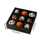 Haunt & Co Halloween Ornaments for Tree - 9 Pieces Spooky Gothic Hanging Pendant Balls, Shatterproof ABS Indoor Halloween Decorations for Hoe & Office Decorm