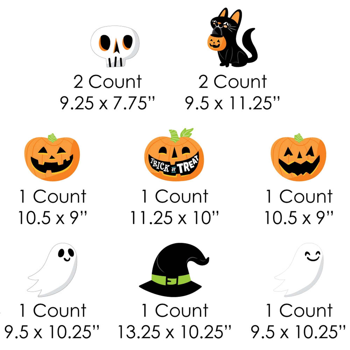 Haunt & Co Big Dot of Happiness Jack-O'-Lantern Halloween - Black Cat Ghost Skull & Witch Hat Lawn Decor - Outdoor Kids Halloween Party Yard Decorations - 10 Pc