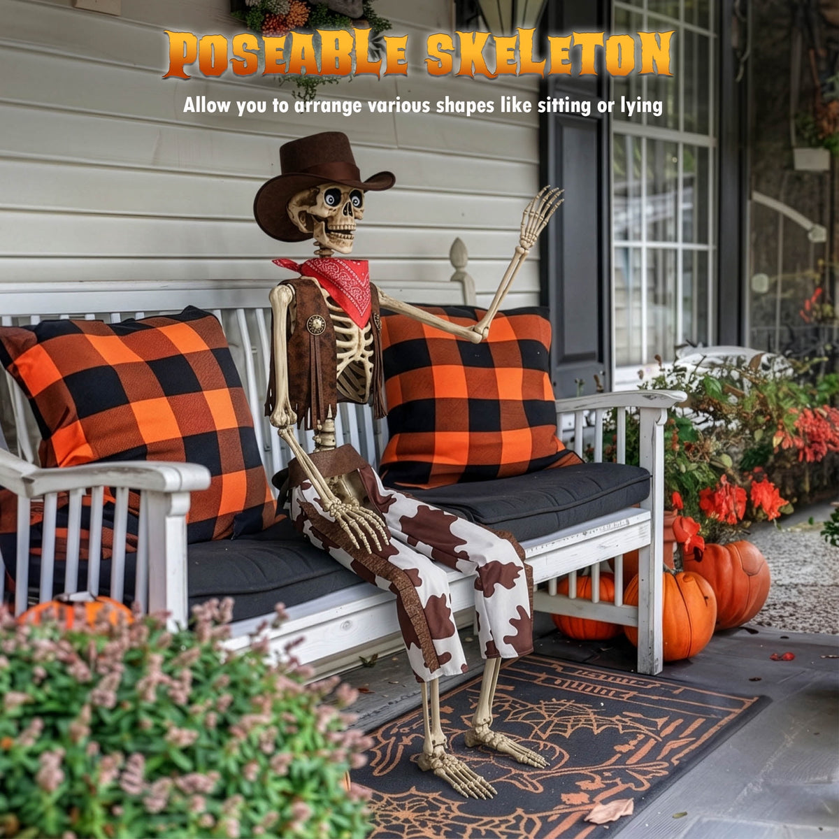 Haunt & Co Yescom Halloween 5.6Ft Life Size Skeleton Cowboy Detailed Costume Outdoor Indoor Haunted House Props Decor 2026