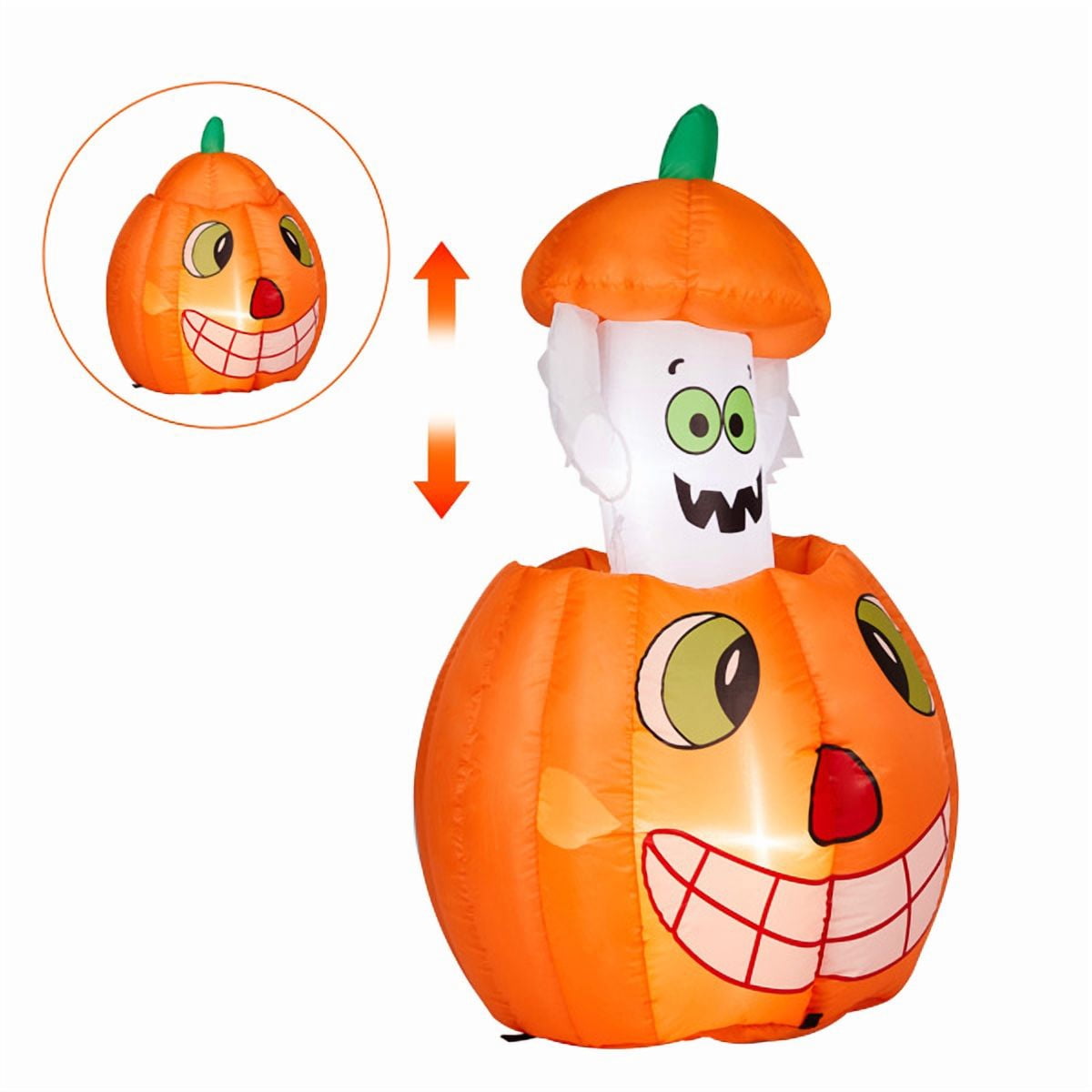 Haunt & Co 2.8FT Halloween Inflatable Animated Pumpkin Ghost, 2 White LED Lights, Weather-Resistant Polyester, for Small Spaces/Accent Decor