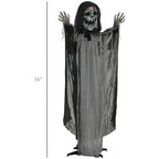 Haunt & Co Outsunny 74" Life Size Outdoor Skeleton Witch, Animated Prop Animatronic Decor with Sound and Motion Activated, Light Up Eyes and Chest, Howling and Chain Sound