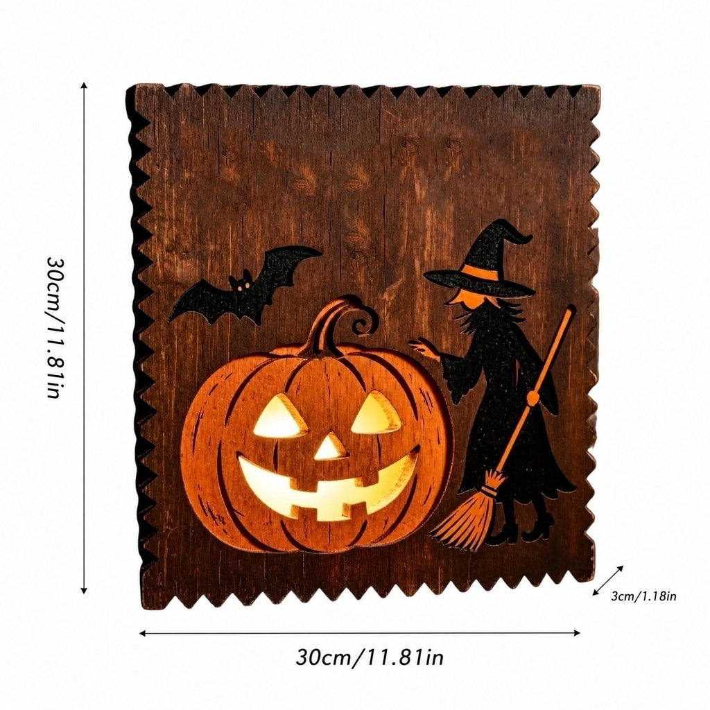 Haunt & Co FantasyFrolic Summerween Halloween Resin Pumpkin Hanging Ornament 3D Glowing Witch Bat Wall Decor Festive Home Party Atmosphere B