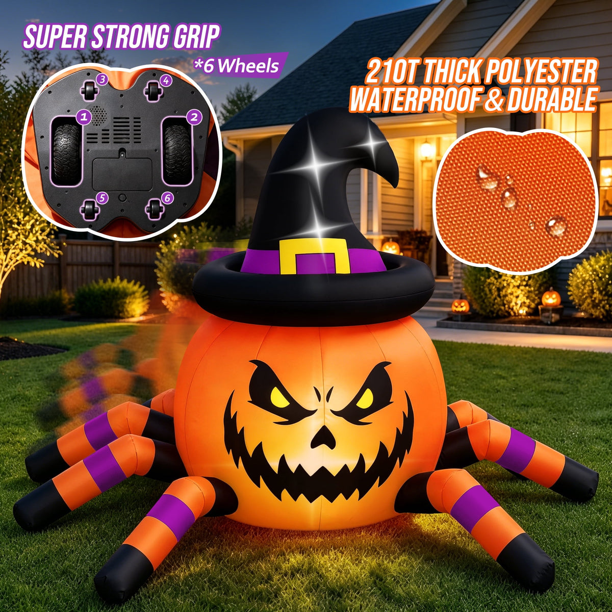 Haunt & Co (2 pack) 2.6ft Remote Control Halloween Inflatable with Music Lights,Pumpkin Spider Car Blow ups Rc Car,Indoor Outdoor Decorations