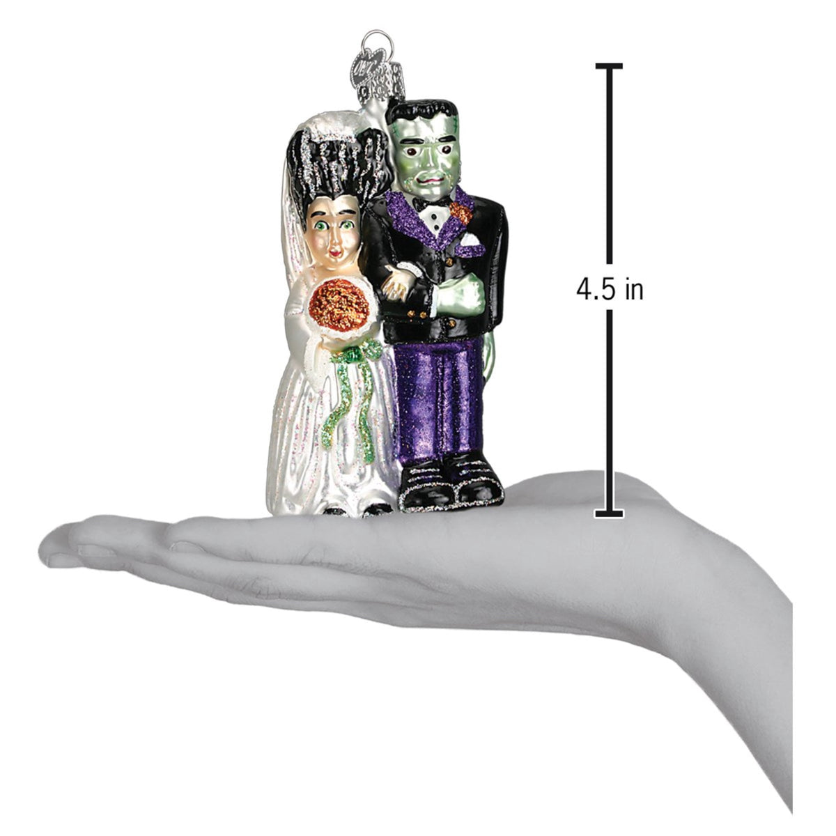 Haunt & Co Halloween Decorations Glass Blown Ornaments for Christmas Tree Frankenstein and Bride