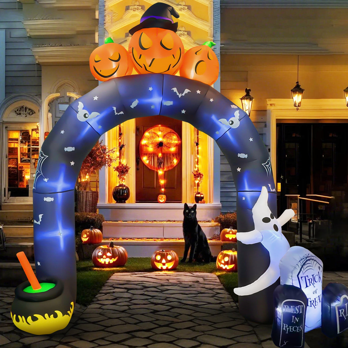 Haunt & Co 10 FT Halloween Inflatables Archway Outdoor Decorations, Scary Halloween Arch Blow Up Yard Decorations for Front Yard Lawn Garden Decor