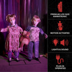 Haunt & Co Apocalypse Twins Halloween Animatronics with Red Eyes & Head Sync, 3-Ft