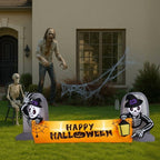 Haunt & Co 9.6FT Halloween Inflatable Skeleton Tombstone Banner, Built-in 4 White LED Lights, Quick Inflation