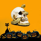 Haunt & Co FFENYAN Halloween Decorations Snake Skull Decoration Ornaments With Lights Crafts White