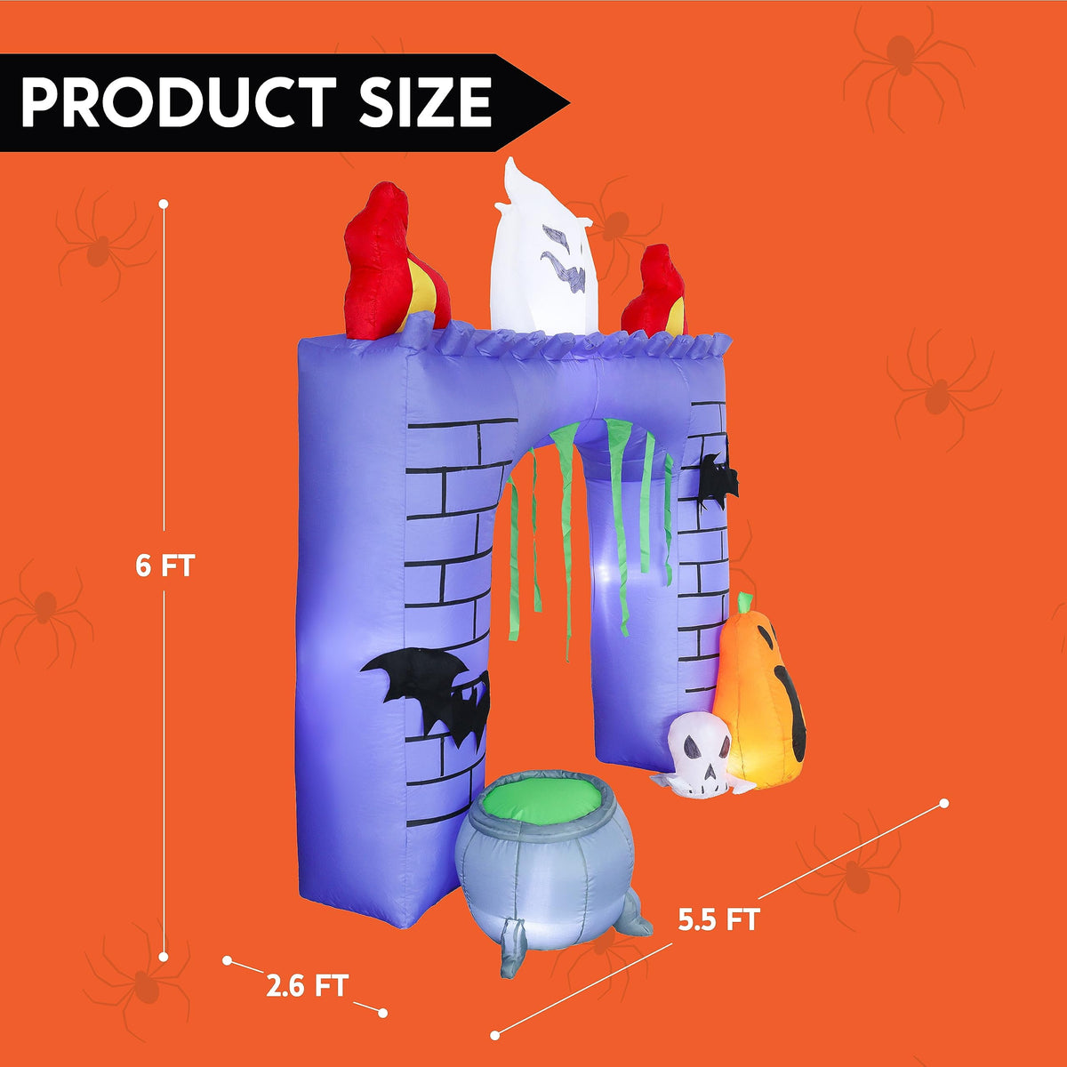 Haunt & Co 6 FT Halloween Inflatable Haunted Castle Decoration,Trunk or Treat Car Decorations Kit Ghost and Pumpkin with Built-in LED Light