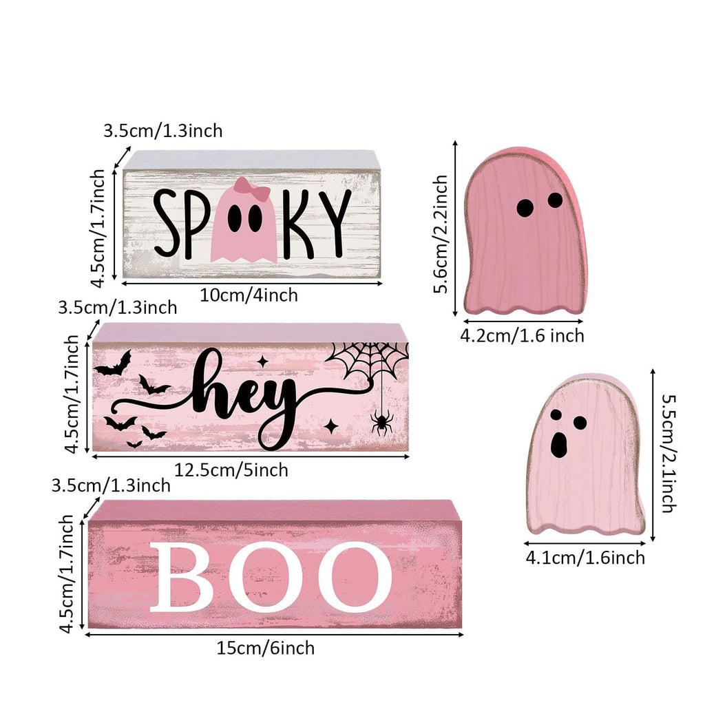 Haunt & Co 5 Pcs Halloween Haunted Ghostly Ornaments â?? Gentle Tones with Spooky Shadows, Halloween Decorations for Snack Tables, Dessert Stations & Halloween Party Setups â?? great for Halloween Parties