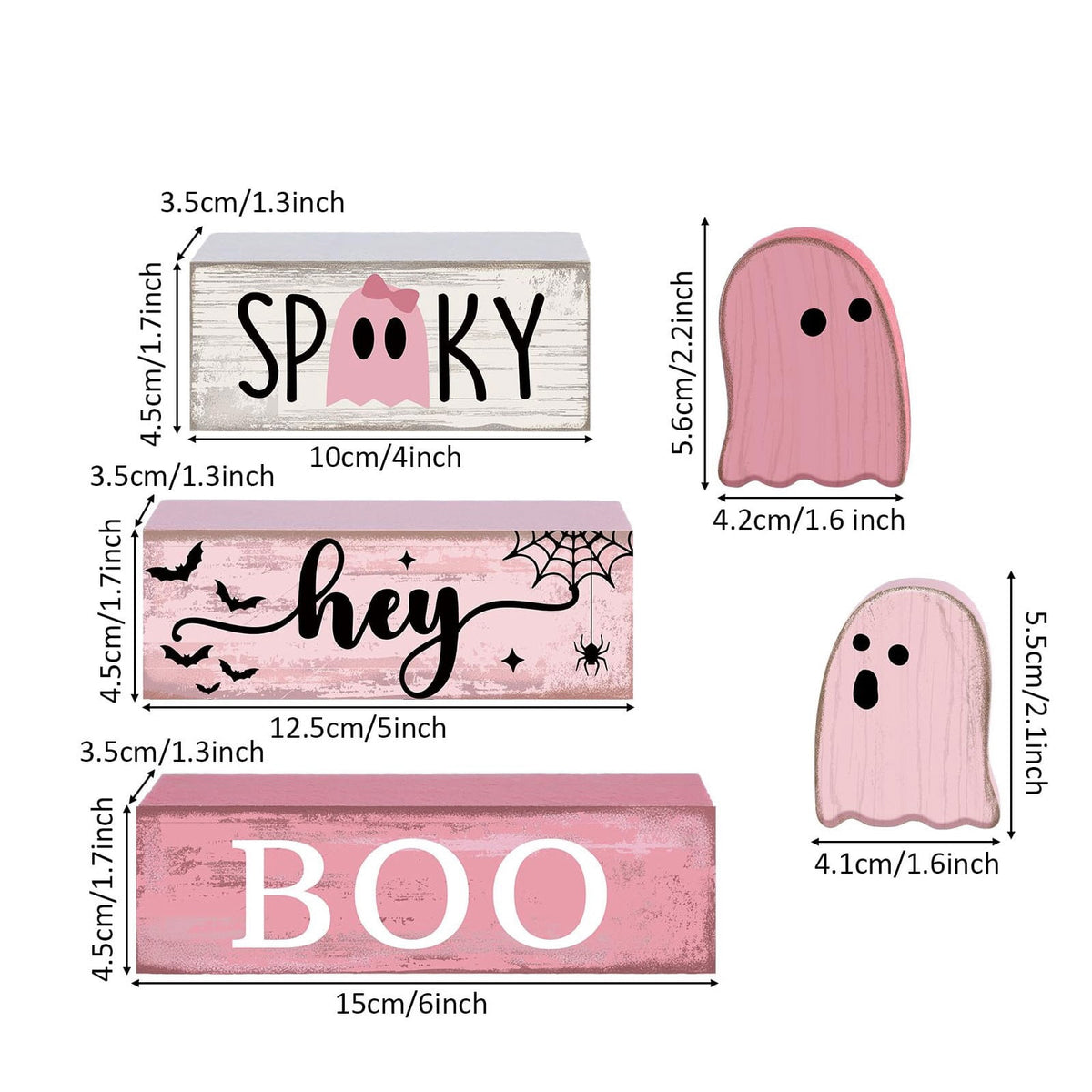 Haunt & Co 5 Pcs Halloween Haunted Ghostly Ornaments â?? Gentle Tones with Spooky Shadows, Halloween Decorations for Snack Tables, Dessert Stations & Halloween Party Setups â?? great for Halloween Parties