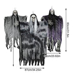 Haunt & Co 3 Pcs Hanging Halloween Skeleton Ghosts Decorations, Halloween Ornaments Outdoor/Indoor, Hanging Grim Reapers Halloween Decorations for Tree Yard Window Garden