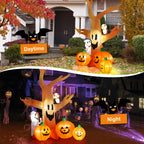 Haunt & Co 8FT Halloween Inflatables Dead Tree,Outdoor with Built-in LED Lights,Halloween Blow Up Yard Decorations with Pumpkin,Ghost,and Owl