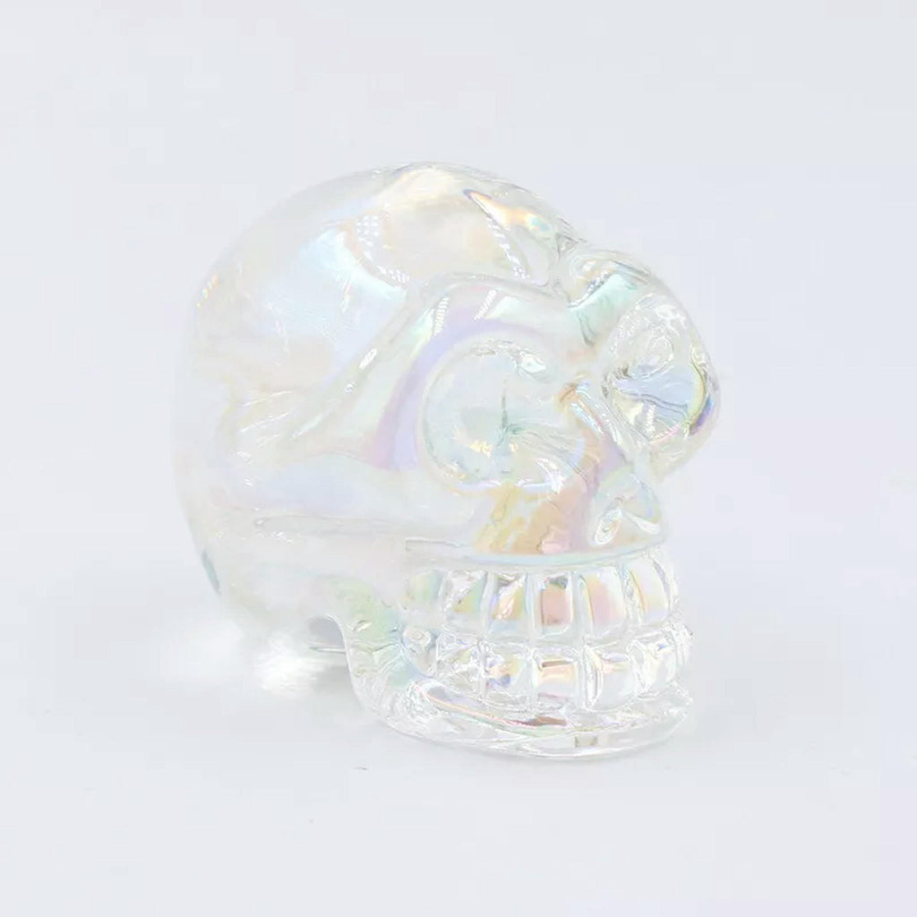 Haunt & Co HOOUN 8pcs 2inch Electroplated Multicolor Carved Skull Crystal Ornaments Halloween