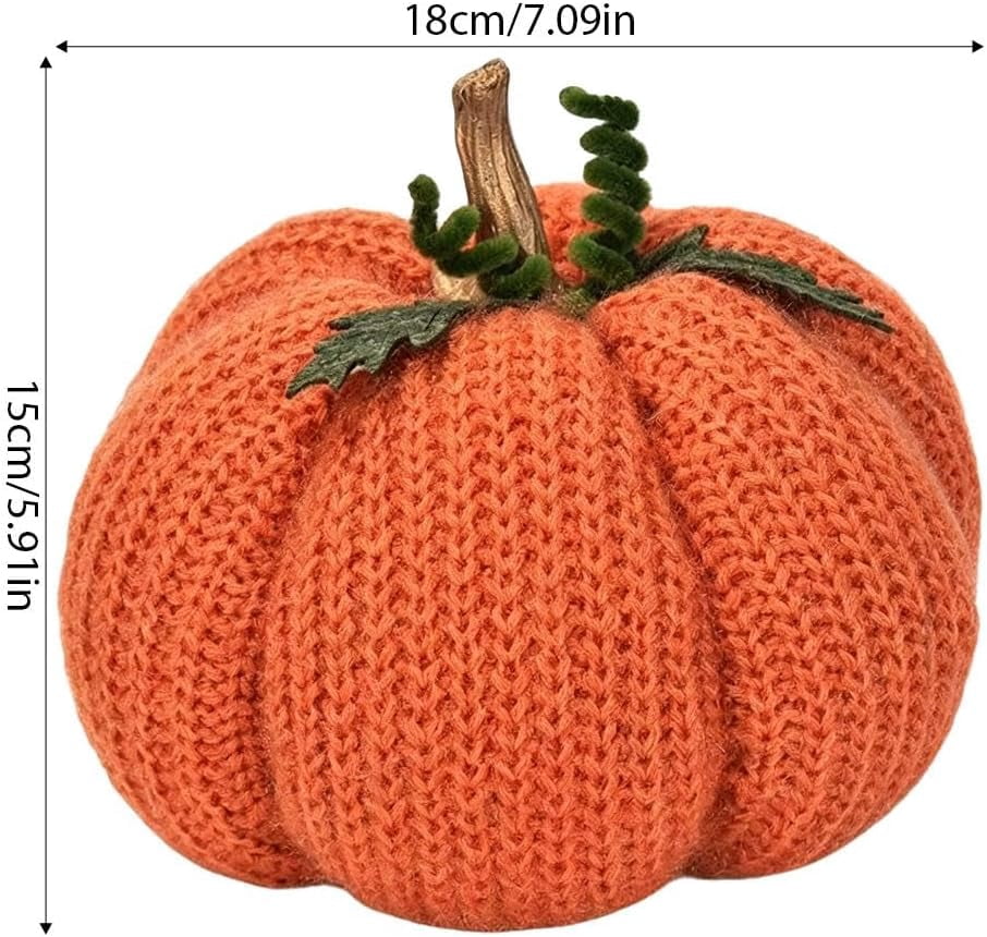 Haunt & Co Knitted Pumpkin Decor, Fall Harvest Crochet Pumpkins, Cute Knit Pumpkin Ornaments for Halloween Thanksgiving Home Decor, Fall Room Mantel Table Decoration (RL)
