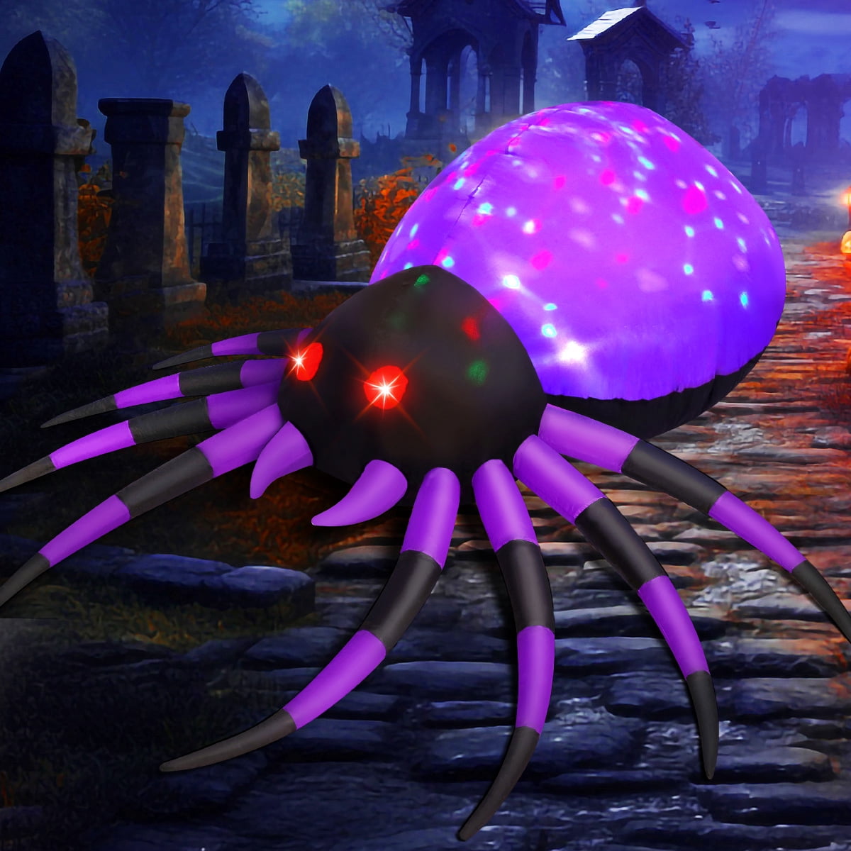 Haunt & Co Halloween Inflatable 5 FT Halloween Spider Inflatable, Inflatable Halloween Spider Halloween Blow Up Spider with LED Lights, Outdoor Clearance for Halloween/Holiday/Party
