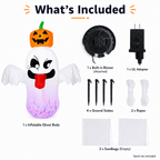Haunt & Co 6FT Halloween Inflatable Ghost with Pumpkin Head, Light-Up Blow Up Outdoor Yard Decoration with White and RGB LED Lights