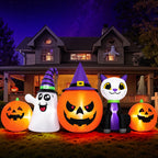 Haunt & Co (2 pack) 8FT Halloween Inflatable Pumpkins Ghost Cat with Lights,Blow ups Outdoor Decorations
