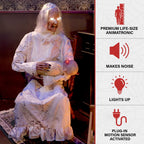 Haunt & Co 2.9 ft Animatronic Gravely Granny by Tekky with Motion-Activated Sounds