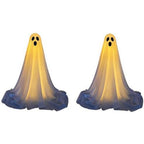 Haunt & Co Halloween Ghost Decorations 8ft Tall Glowing White Fabric Ghost with Light Stand