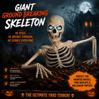 Haunt & Co Clearance Halloween Decorations Skeletons, Giant Ground Breaking Skeleton with LCD Eyes, Spooky Haunted Home Halloween Decorations Outdoor for Yard, Patio & Front Porch