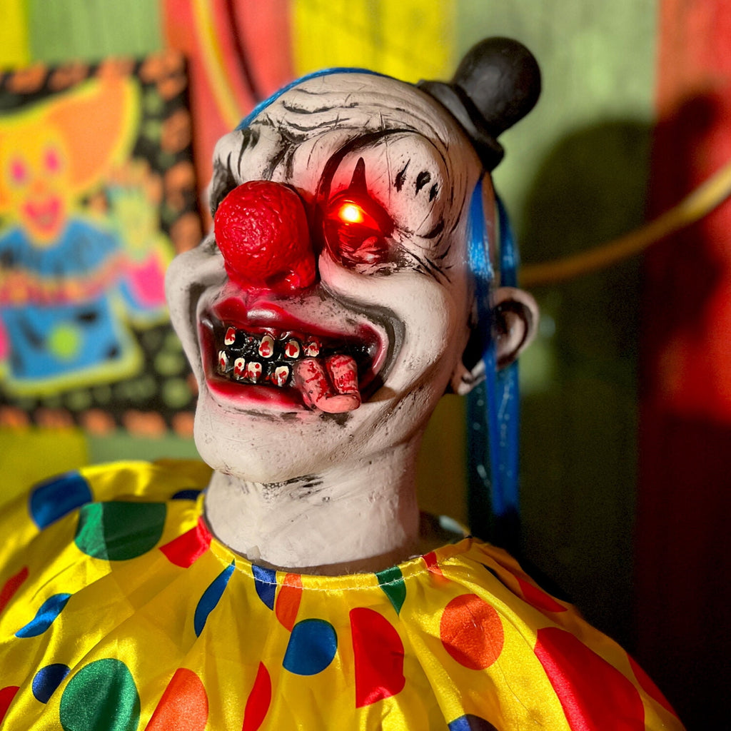 Haunt & Co 5.9 ft Voice & Sound-Sensor Clown on Tricycle Halloween Animatronic