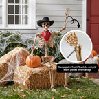 Haunt & Co 5.4ft Halloween Skeleton Decorations, Weathered Posable Skeleton Decor for Outdoor Indoor