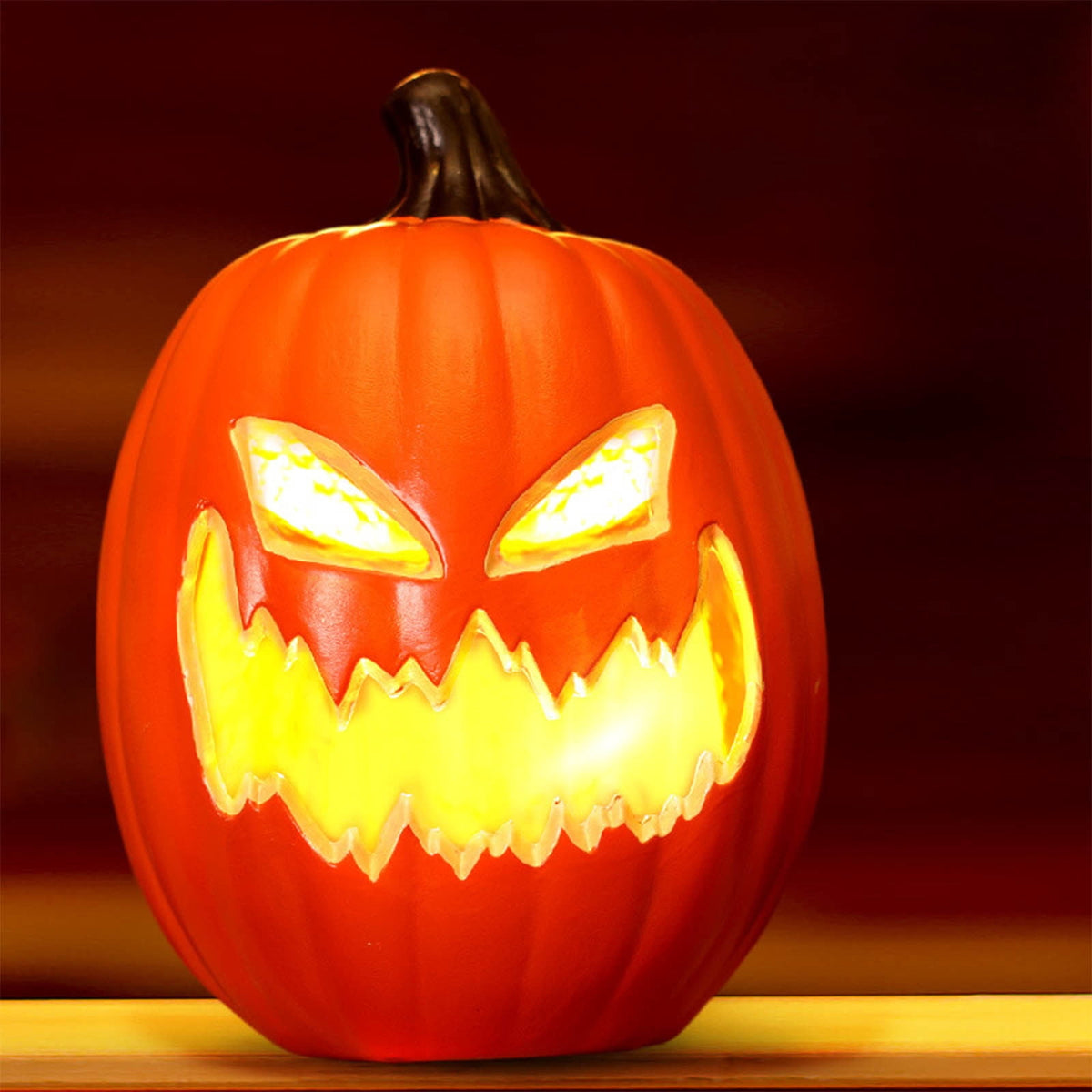 Haunt & Co Halloween LED Light Up Pumpkin Decorations for Home,12" Blow Molded Jack O Lantern with Realistic Carved Design,Battery Operated Indoor Outdoor Halloween Party Decor,Bar,Yard,Porch