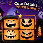 Haunt & Co 8ft Halloween Inflatable, Stacked Pumpkins with Witch Hat and Built-in LED Lights, Outdoor
