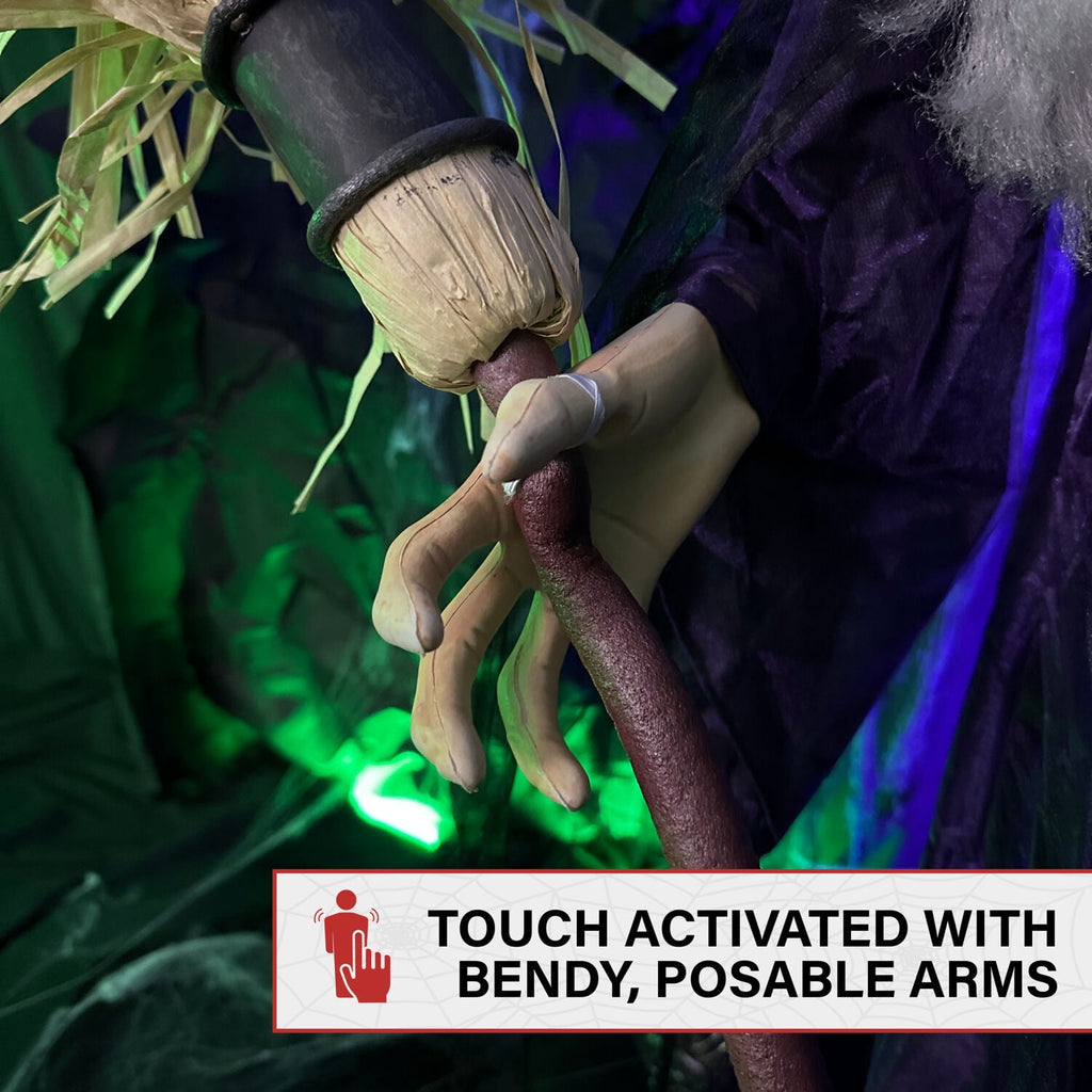 Haunt & Co Life-Size Animated Talking Witch w/ Broomstick, 6 ft