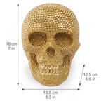 Haunt & Co GIPQJK Summerween Halloween Diamond Resin Skull Gold, Rhinestone Embellished Skeleton Head Ornament for Party Home Decor Desktop Display Gold