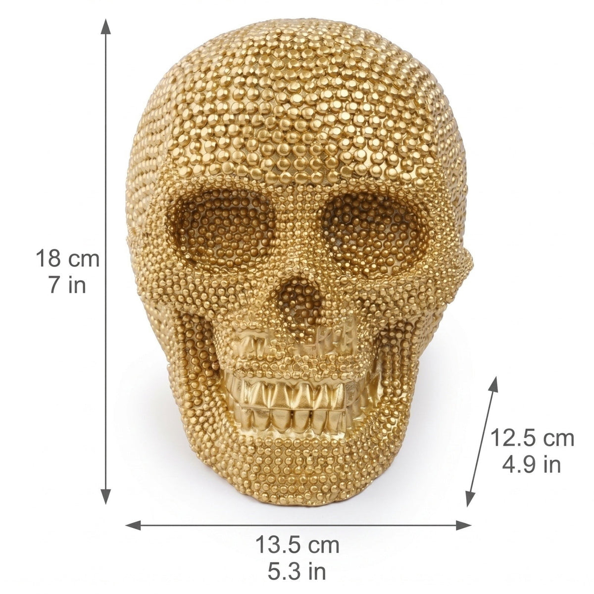 Haunt & Co GIPQJK Summerween Halloween Diamond Resin Skull Gold, Rhinestone Embellished Skeleton Head Ornament for Party Home Decor Desktop Display Gold
