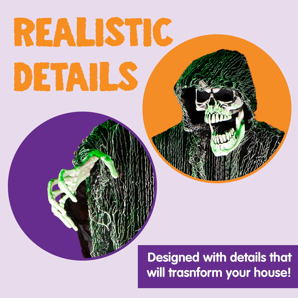 Haunt & Co 3 Pack Halloween Hanging Ghosts,Scary Skeleton Ghosts Grim Reapers Decorations for Halloween Indoor Outdoor Yard Home Decorations