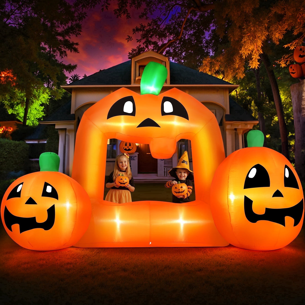 Haunt & Co (2 pack) 8.5FT Halloween Inflatable,Pumpkin Photo with Lights