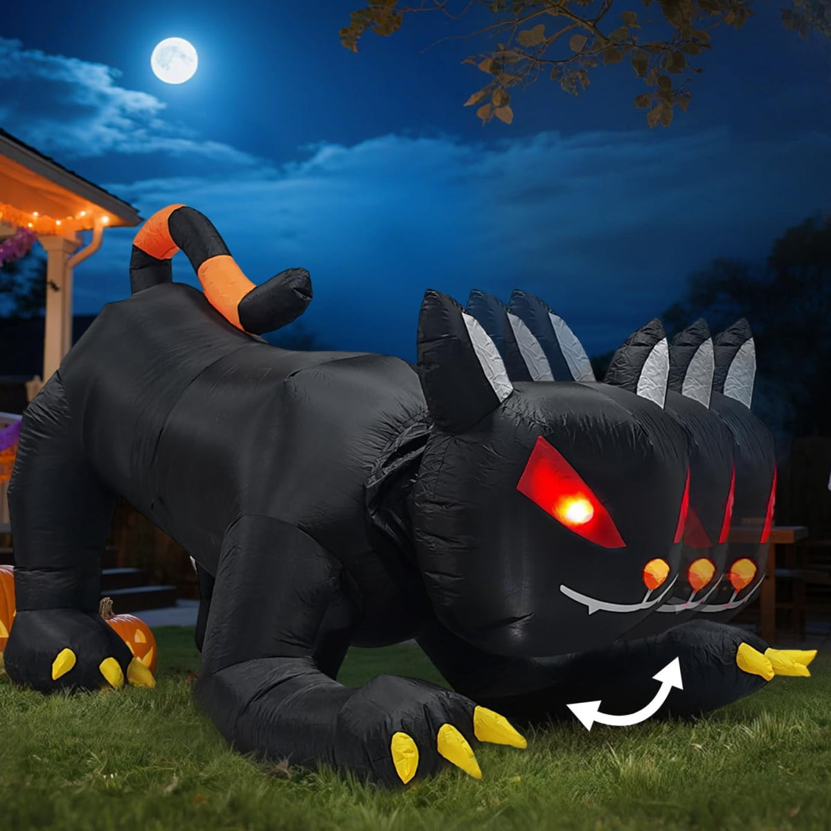 Haunt & Co 6.5FT Halloween Inflatable Black Cat, Blow Up Yard Decoration with Shakable Head & LED Lights, Large