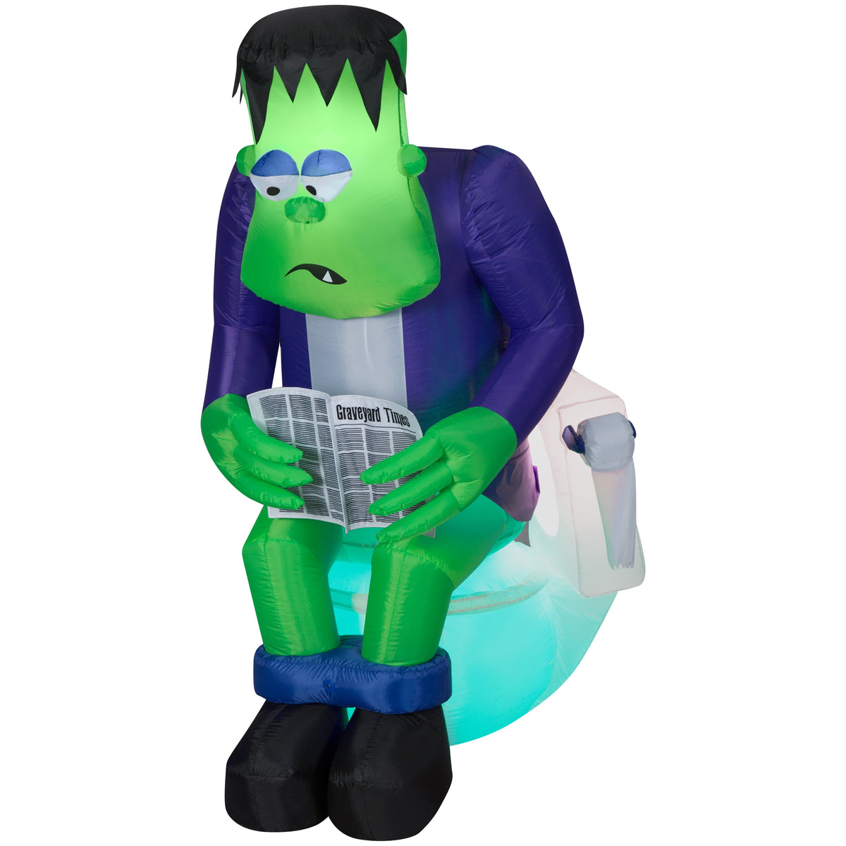 Haunt & Co 6 ft. Halloween Inflatable Surprise Monster Toilet Scene with Sound and Sensor Industries