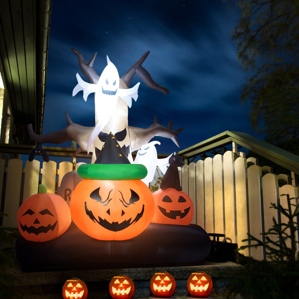 Haunt & Co Patiojoy 4 Ft Blow-up Inflatable Pumpkin With Witch Hat LED Bulbs Yard