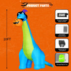 Haunt & Co COMIN Halloween Inflatables 10 FT Tall Dinosaurs Eating Pumpkin Blow Up Yard Decoration with Built-in LED
