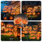 Haunt & Co 2 packs 40 LEDs Solar Halloween Pumpkin Stake Lights, 2 Modes Outdoor Waterproof , Solar Halloween Lights Stakes
