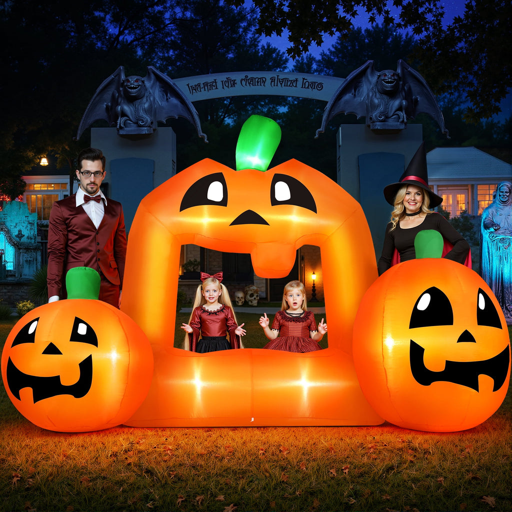 Haunt & Co (2 pack) 8.5FT Halloween Inflatable,Pumpkin Photo with Lights