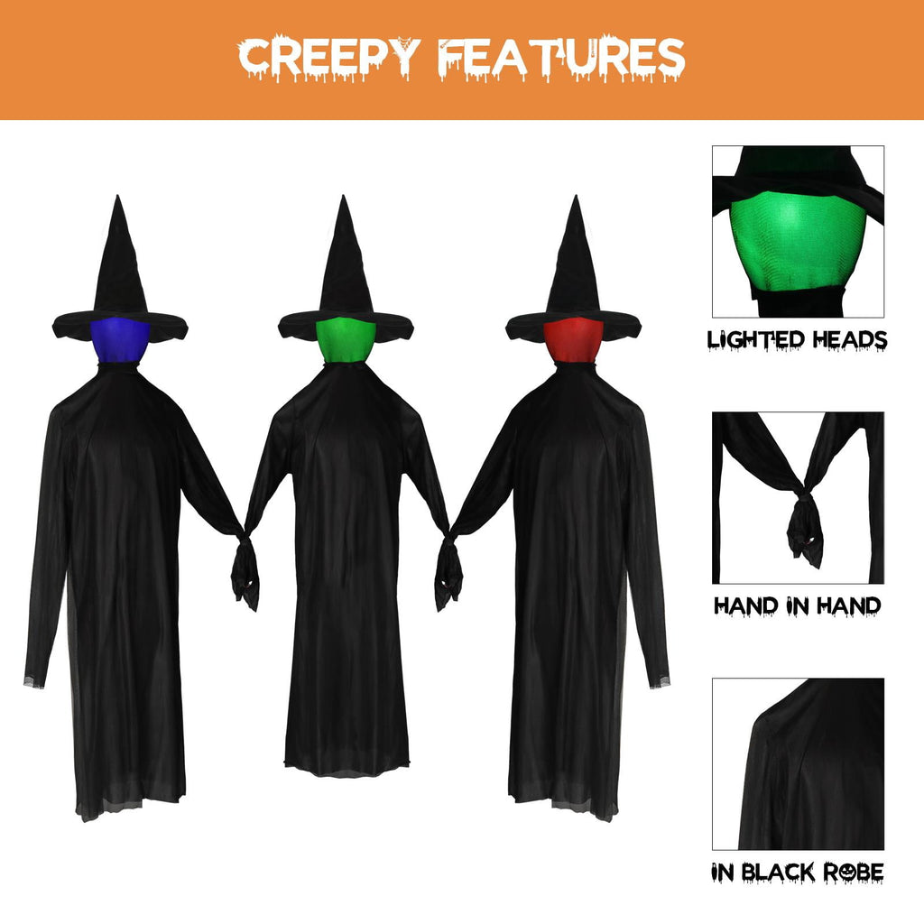Haunt & Co Zimtwon 5.2ft Halloween Witches Halloween Props Sorcerers Animated Wicked Sound LED Lighted Glowing Head