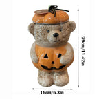 Haunt & Co Halloween Pumpkin Teddy Bear Candy Jar, Festive Snack Storage Container Decorative Resin Ornament, Cute Display Candy Holder for Kitchen Table Party Halloween Home Decoration Gift