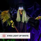 Haunt & Co Life-Size Animated Talking Witch w/ Broomstick, 6 ft