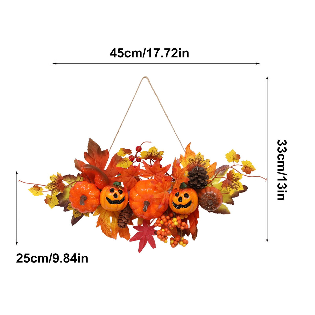Haunt & Co Gaecuw Halloween Pumpkin Maple Leaf Hanging Ornament Fall Festival Wall Decor for Front Door Party Indoor Supplies