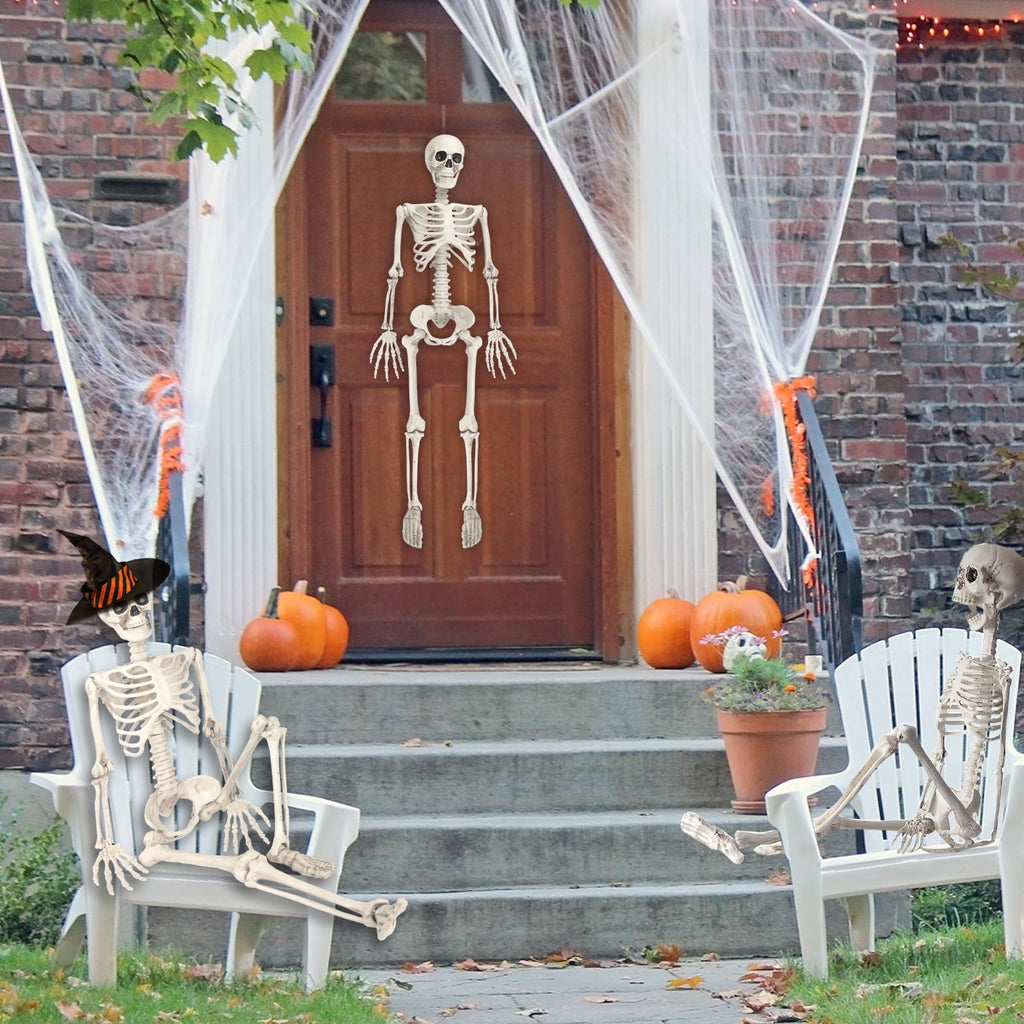 Haunt & Co OZMI Halloween Skeleton Decoration for Haunted House, 38 Inch Full Body Plastic Skull Skeleton with Posable Joints