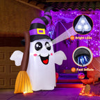 Haunt & Co Halloween Inflatables 6 FT Halloween Ghost Inflatable Grasping Broom with LED Lights, Blow up Ghost Cute Inflatable Ghost, Outdoor for Holiday Party Indoor Outdoor